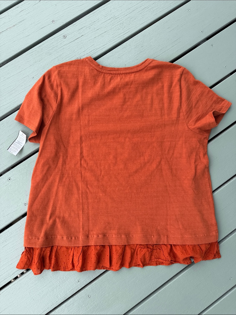 LOFT Orange Eyelet Hem Short Sleeve Top - Picture 3 of 7